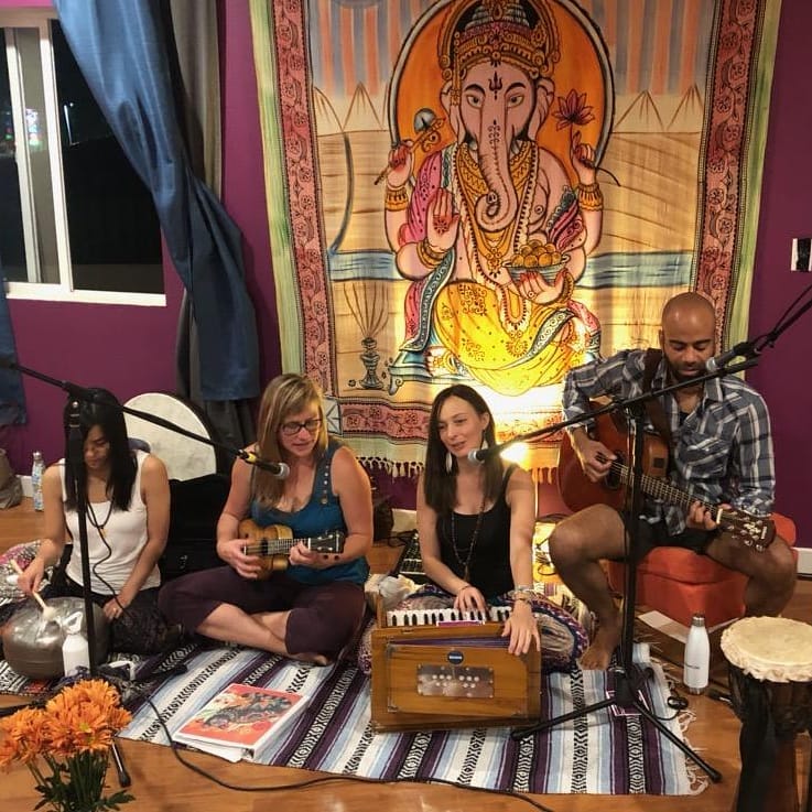 Photo of the Kirtan Musicians playing